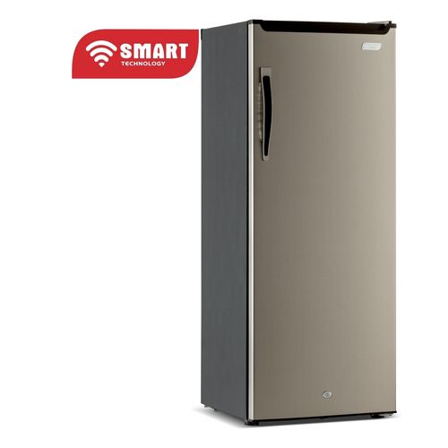 Congélateur Vertical Smart 190 Litres (STCD-348) – Design Argent Élégant avec 6 Tiroirs, Poignée raffinée, Système de Verrouillage par Clé, Grille à l'arrière