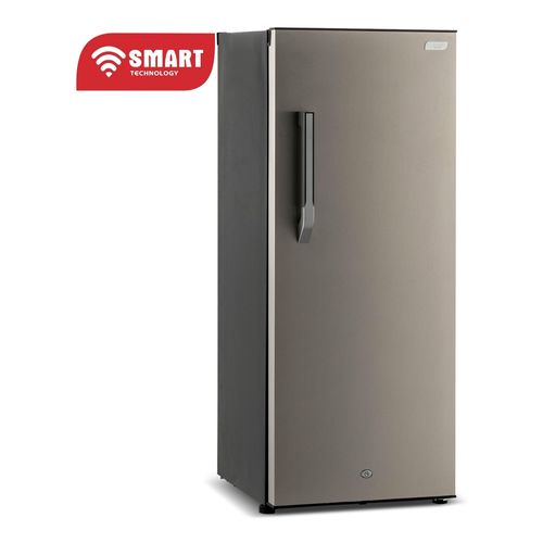 Congélateur Vertical Smart 220L (STCD-328) – Design Gris Élégant avec 6 Tiroirs, Poignée raffinée, Système de Verrouillage par Clé, Grille à l'arrière