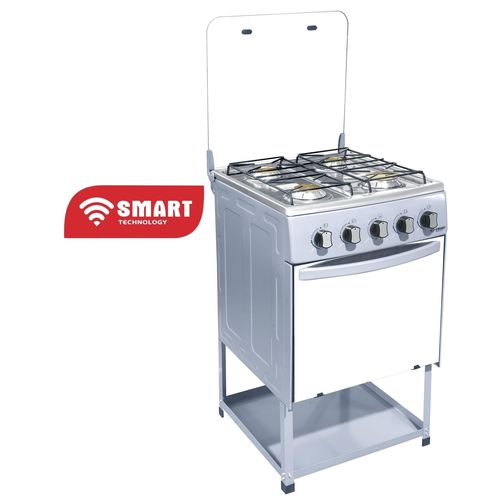 Cuisinière Silver Smart 4 Feux Inox Vitrée Avec Four (STC-5050SC)-Gris