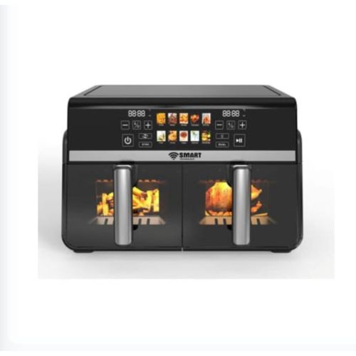 Air Fryer Double Panier 10L Digital ( STPE-888W ) - 2200W, Sans Huile ( 80% de gras en moins ) - Noir