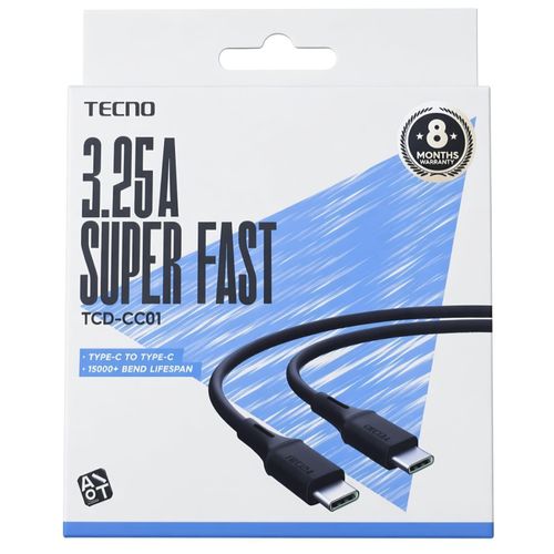 Câble de données Tecno Original Super Fast TCD-CC01 Type C vers C