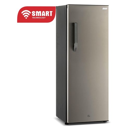 Congélateur Vertical Smart 258L (STCD-358) – Design Gris Élégant avec 7 Tiroirs, Poignée raffinée, Système de Verrouillage par Clé, Grille à l'arrière