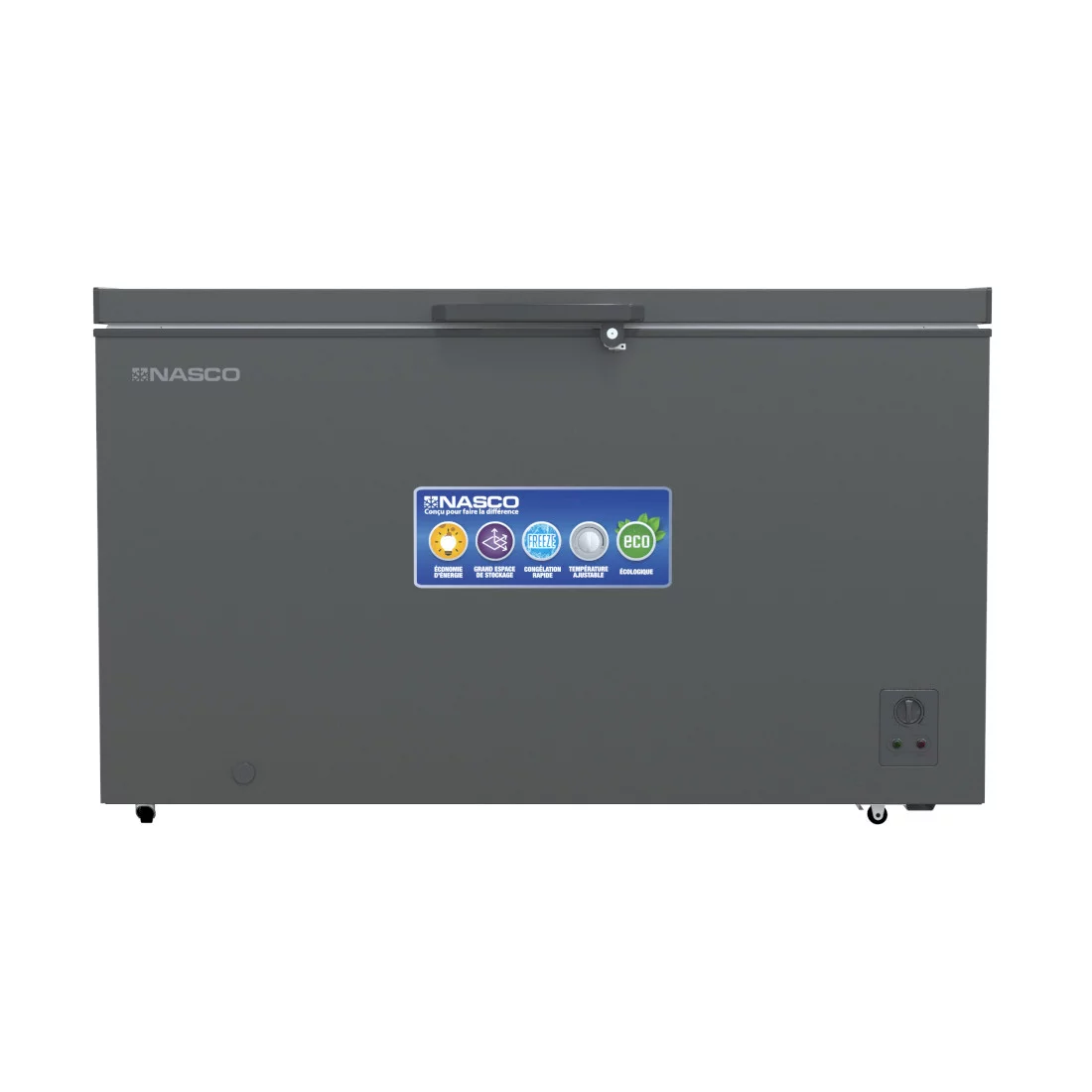 Nasco Congélateur Horizontal - 397L - 220-240V - 1Porte - 1 Panier Interne - Gris Sombre - Clé - Eco Energie-NAS-500WA-DS