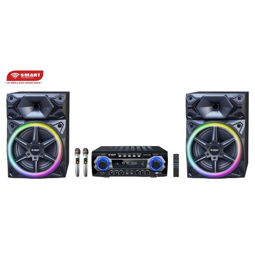 Haut-Parleur _STHP-2100E –2000W – 2Woofers 10'' – USB, Carte SD, AUX, HDMI (ARC), et DVD– 2xMicros – Télécommande –Noir