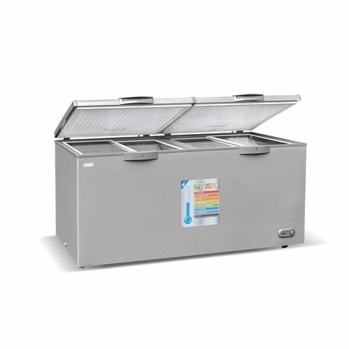 Congélateur Horizontal 2 Battants 520L(STCC-640VW) – Avec Vitre Blanche à L’Intérieur / Grille à L'Arrière / Gris