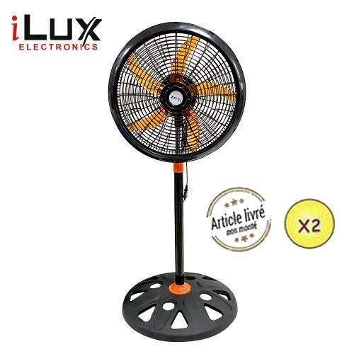 Ilux 2 Ventilateurs 18 Pouces - LXF-1877 - 5 Hélices - Noir