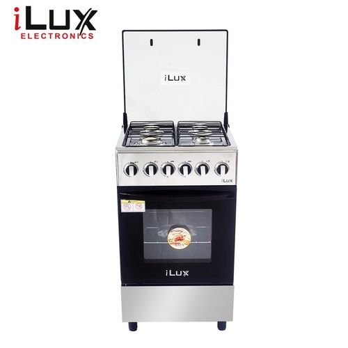Ilux Cuisinière - Gaz 4 Feux LXG-60SB - Inox//Noir