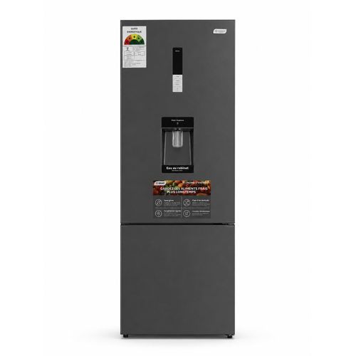 Réfrigérateur Combiné SMART 322L – STCB-7111M- Technologie NoFrost – Fontaine à Eau – 3 Tiroirs – Gris Élégant