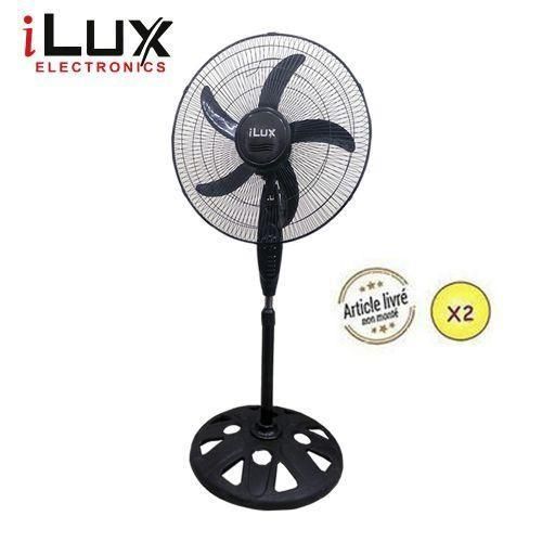 Ilux 2 Ventilateurs 18 Pouces - LXF-1865 - 5 Hélices - Noir