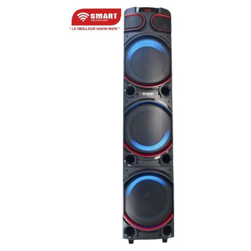 Haut-Parleur Rechargeable -STHP-3100E -1000W- 3x10'' – Bluetooth – USB – AUX – 2xMicros – Télécommande – Noir