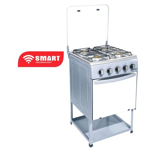 Gazinière 4 Feux avec Mini Four Inox et Pied (STC-5050PA)-Gris