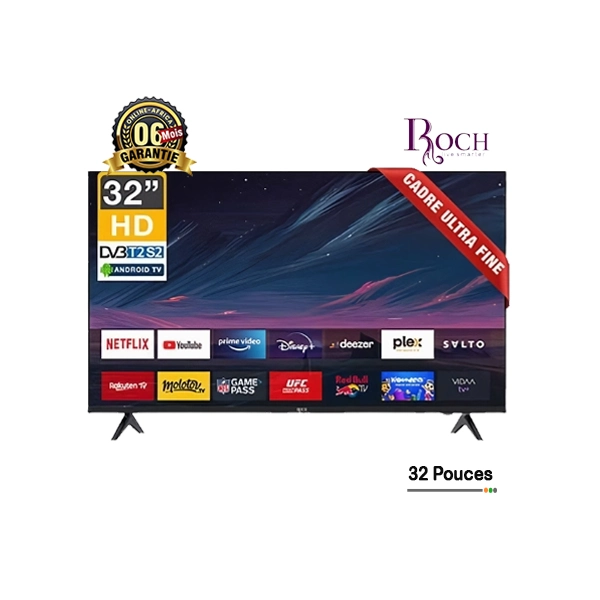 Roch SMART TV LED 32" HD-Wifi -Décodeur Intégré RH-LE32DSA-B